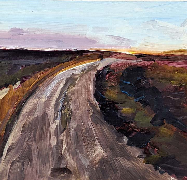 country roads 2  | 5 1/4" x  5 1/2"  |  acrylic on canvas paper